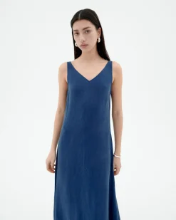 Vestido largo azul Cupro Sade