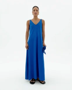 Vestido largo azul tirantes Sade