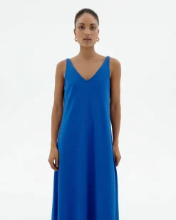 Vestido largo azul tirantes Sade