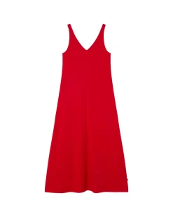 Vestido largo rojo tirantes Sade