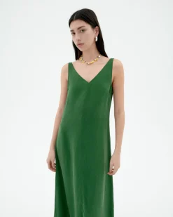 Vestido largo verde Cupro Sade