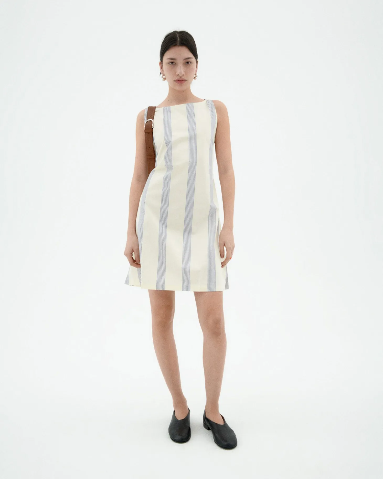 Vestido popelin rayas con lazo Cecile