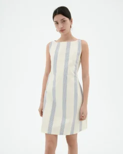 Vestido popelin rayas con lazo Cecile