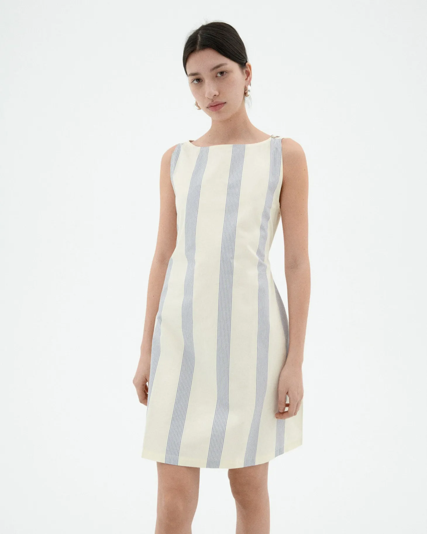 Vestido popelin rayas con lazo Cecile
