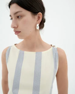 Vestido popelin rayas con lazo Cecile