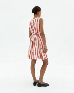 Vestido seersucker rayas con lazo Cecile