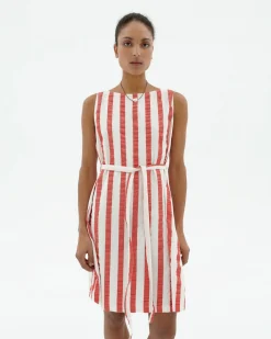 Vestido seersucker rayas con lazo Cecile